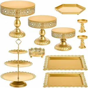 10 count  Cake Stand Set, Metal Round Cupcake Holder Dessert Display Plate Serving Platter, Dessert Table Stands and Trays Set for Christmas, Wedding, Birthday, Anniversary,  Party