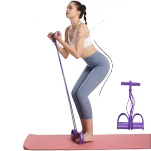 6-Tube Fitness Resistance Band with Foot Pedals - Portable，Elastic & Easy to Use
