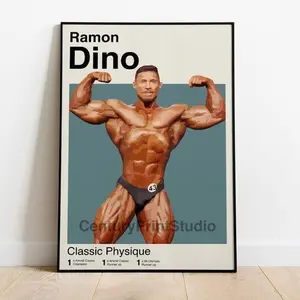 Ramon Dino Poster Unframed, Body Building Print, Mr.Olympia Poster, Minimalist Print, Gym Art, Weight Lifting, Sports Bedroom Poster,