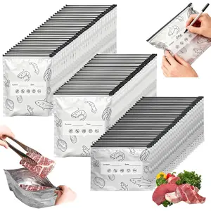 90PCS Reusable Aluminum Foil Sealable Bags, Vacuum Zipper Pouches for Food, Stand Up Foil Sealable Bags with a Stand-Up Bottom Preservations Bags for Vegetable Fruit Meat (90)