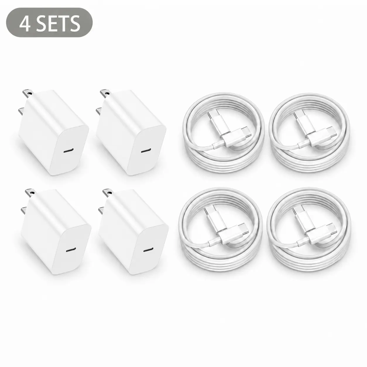 [1/2/3/4/5/6 SETS]USB-C fast-charging kits ,compatible for iPhone 17 Pro Max/17 Pro/17/Air/16/15 Pro Max/16/15 Pro/16/15, iPad Pro/Air and Android phones. fast-charging wall charger and 6-ft USB-C to USB-C data cable.