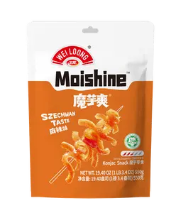 WEILOONG Moishine Chili Konjac Strips – 550g (30 Mini Packs), Chewy Spicy Snack for Sharing, Ready-to-Eat Snack