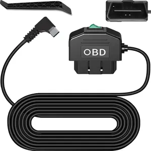 Dash Cam Hardwire Kit OBD2, USB Type C Dashcam Hardwire Kit with OBD Port Charger  for Dash Camera 12-24V to 5V/3A Low  Protection 24h Parking /Acc for Dashcam, GPS (USB-C)