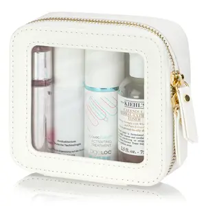 ManHaBough Travel makeup bag Waterproof zipper makeuporganizer Portable Hanging Toiletry Organizer car essentials bag cosmetic bag(White）