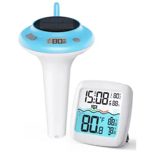 Solar Pool Thermometer Floating Easy Read IPX8 Waterproof Wireless Digital Thermometer Water Temperature Monitor for Swimming Pool Hot Tub Cold Plunge Pond Lake