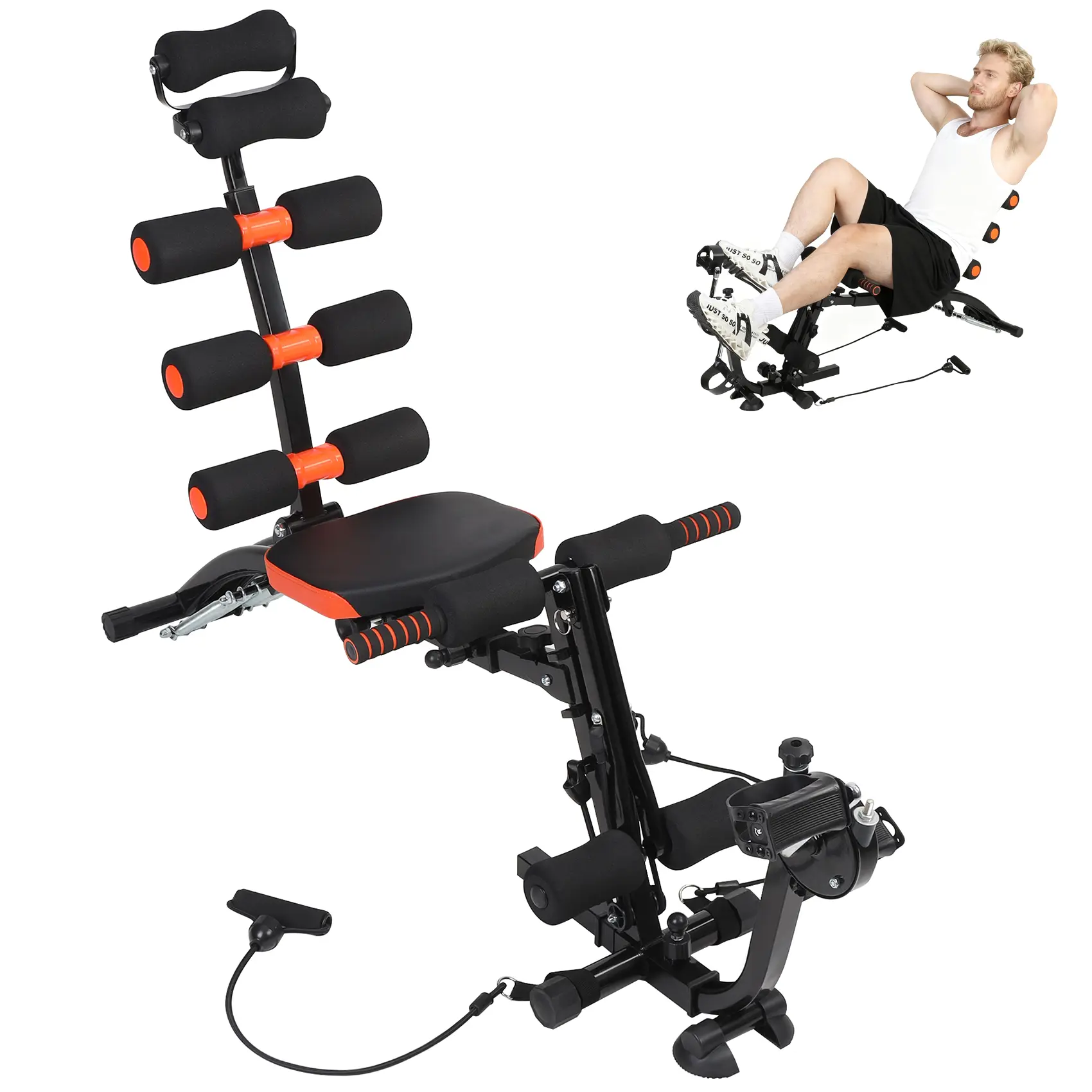 Core Bench Leg Rotation 7-in-1 Adjustable Ab Workout Bench for Home Gym – Multi-Functional Sit ...