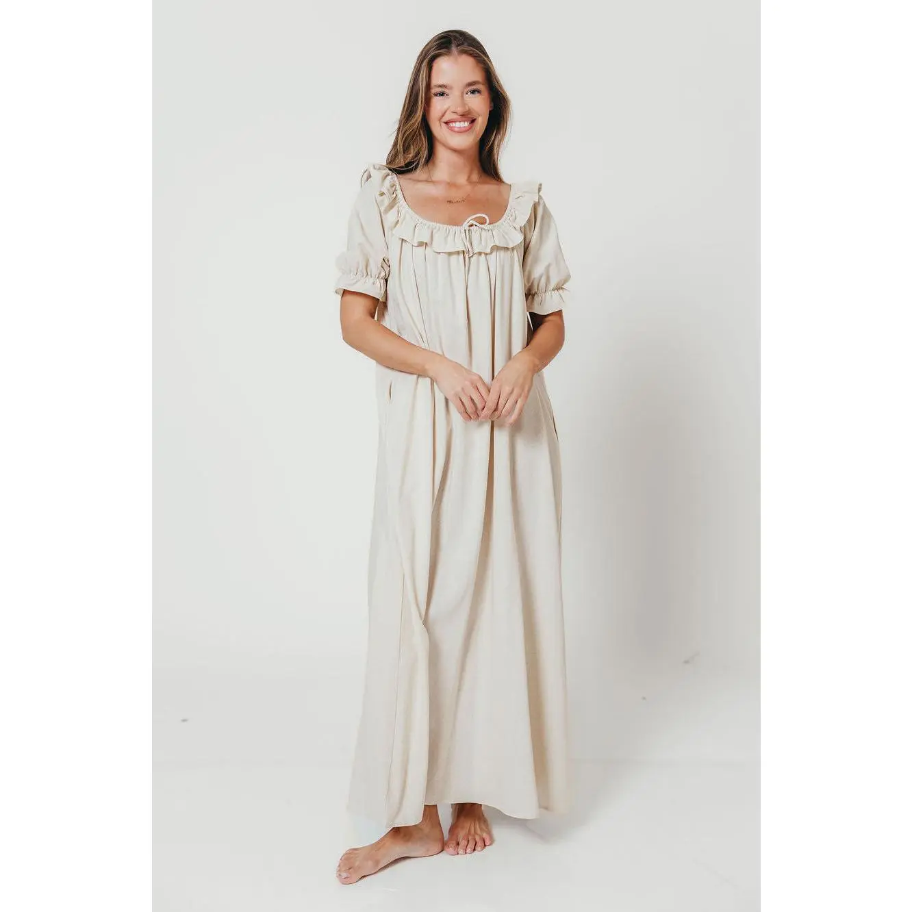 Audrey Maxi Dress in Linen Blend - Bump Friendly