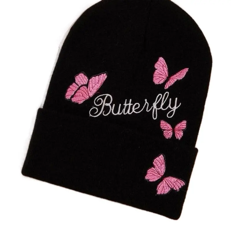 NAPISH Luxury Butterfly Winter Hats for Womem Elegant Fashion Designer Angola Warm Beanies Soft Solid Adult Cover Head Cap