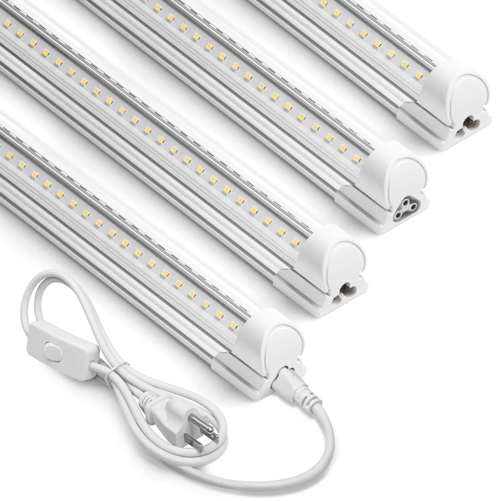 Barrina 2FT T8 LED Shop Light, 3000LM, 20W, for Garage, Workbench, Cabinet, Workshop, Room, LED Tube Light, Linkable, 5000K, 4 Packs