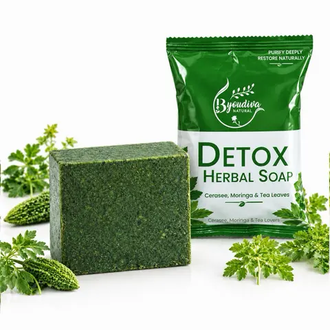 Cerasee Moringa Tea Aloe Vera Detox Herbal Soap - All-Skin Friendly Cleansing Acne Clearing Product, Gentle Daily Nourishing Repair Brightening Wash for Oily, Dry, Combo & All Skin Types