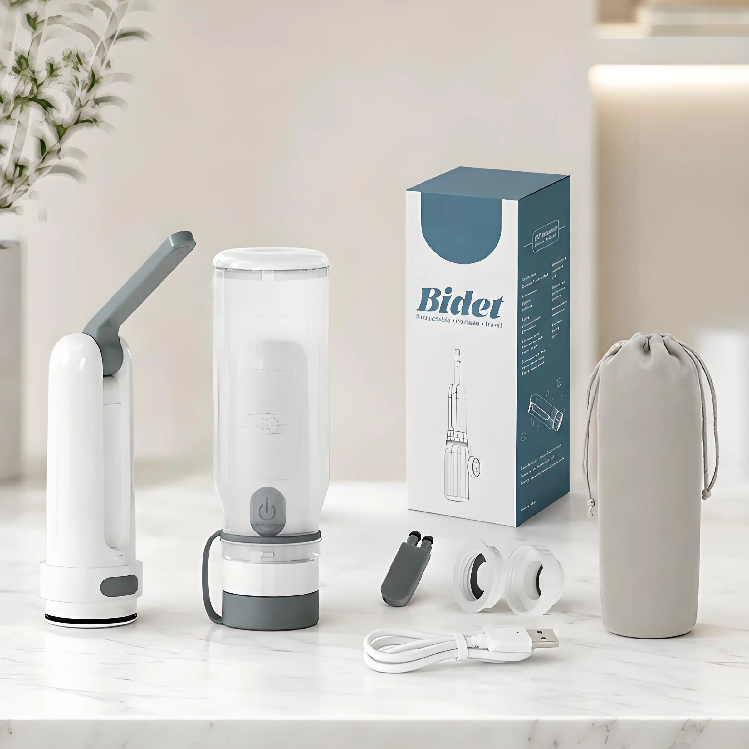 Rechargeable Compact Portable Electric Handheld Bidet Sprayer for Toilet - Bathroom Accessory with Adjustable Pressure, for Postpartum Care, Travel Hygiene