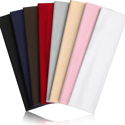 Adults' 8PCS Elastic Fashion Sports Headbands - Non-Slip, Moisture-Wicking, Soft, Ergonomic, Breathable Universal Cloth Headbands for Yoga, Running (Summer-Exclusive)