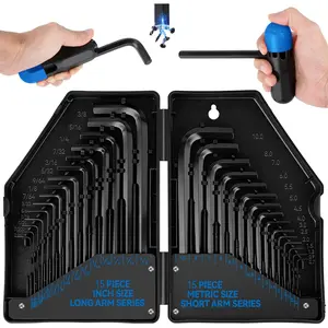30 PCS Upgraded Magnetic Hex Key Allen Wrench Set, Metric (0.7-10 mm) and SAE(0.028-3/8 inch) Allen Wrenches L Shape Hex Keys with Torque Handle, Chrome Vanadium Steel