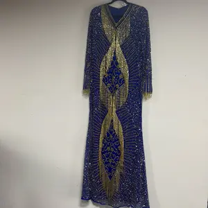 3XL Luxury Long Beaded Dress for Rich Auntie Women's Wear High Class Sequin & Beaded Design Casual Womenswear Formal Party