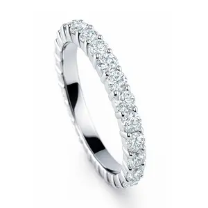 BERRICLE Sterling Silver Wedding Rings Stackable Eternity Band Ring for Women, Pave Set Round Cut Cubic Zirconia CZ