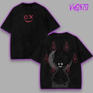 Fire Force benimaru shinmon King of destruction hell flame Anime Manga 2 sided Washed T-Shirt hoodie Menswear Soft Black 90s graphic tees streetwear apparel unisex