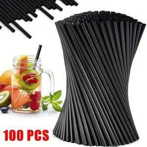100pcs Disposable Plastic Cocktail Straws, One-Use Party Wedding Kitchen Supplies, Ideal for Home Use