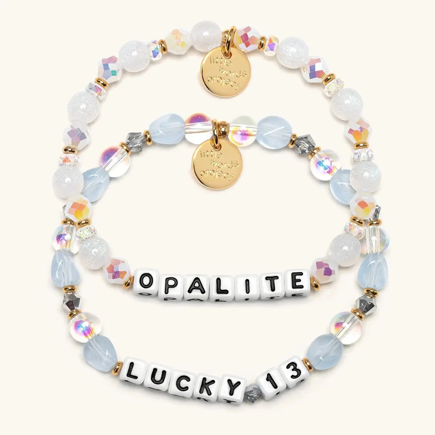 Little Words Project Something Blue Bead Kit - Opalite, Lucky 13 Beaded Bracelets, Trackable Kindness ID, DIY Women's Jewelry, Wedding Use, Choking Hazard Small Parts