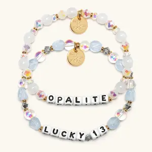 Little Words Project Something Blue Bead Kit - Opalite, Lucky 13 Beaded Bracelets, Trackable Kindness ID, DIY Women's Jewelry, Wedding Use, Choking Hazard Small Parts