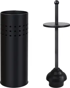 Quick Dry Black Toilet Plunger with Holder, Suitable for Bathroom Toilet, Multi Drains and Bathtubs, Practical Drain Unclogging Cleaning Tool
