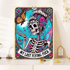 1pc Skeleton Woman Diamond Painting Kit Round & Square Diamonds Embroidery Mosaic Set for Home Decor Gifts DIY Art Kit with HD Canvas Rhinestone Beads