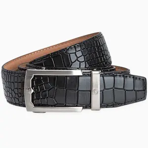 Crocodile Black Ratchet Ratchet Belt 1.5" [38mm]