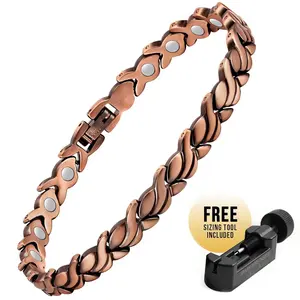 Copper Bracelets for Women, 99.99% Pure Copper Magnetic Bracelets with Effective Neodymium Magnets, Adjustable Jewelry Gift with Sizing Tool