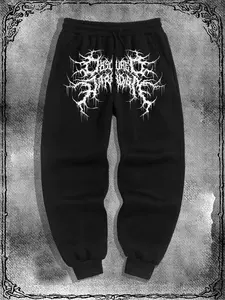 Men's Gothic Style Sweatpants with Print, Regular Fit Casual Jogger Pants for Daily Wear, Men's Trousers for All Seasons