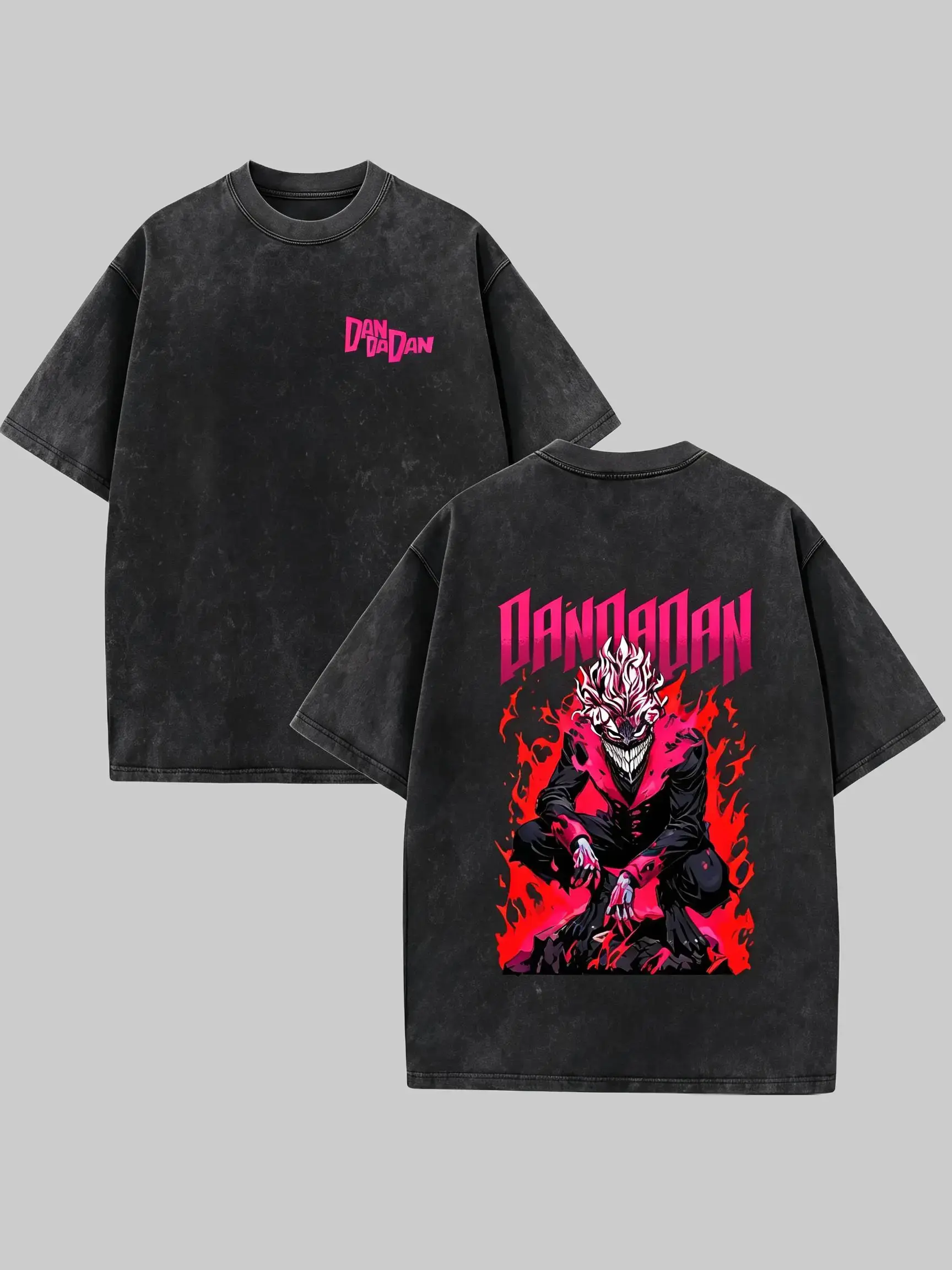 Vintage Dandadan Okarun Graphic Tee Oversized Retro Washed Anime T-Shirt Curse Form Streetwear Distressed T Shirt for Men Women Summer Y2K Top