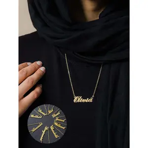 Vintage Script Name Necklace, Unisex Artistic Personalized Letter Style