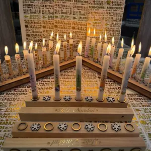 Velas Fin de año + Porta Velas,  pack de 10 velas,  10 sticker deseos, Tradición Diciembre para Colombianos migrantes en USA