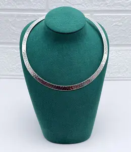 950 Silver Omega Necklace Textured 7 mm Wide 16 inch High Quality Stylish & Elegant for Versatile Outfits