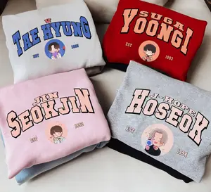 Cute Bangtan Members Chibi Sweatshirt Bangtan Group Shirt Gift For Fan Gildan 5000 Heavy Cotton Vintage Music Graphic Tee Classic Fit Durable Print Canvas Soft Yet Strong Timeless Style