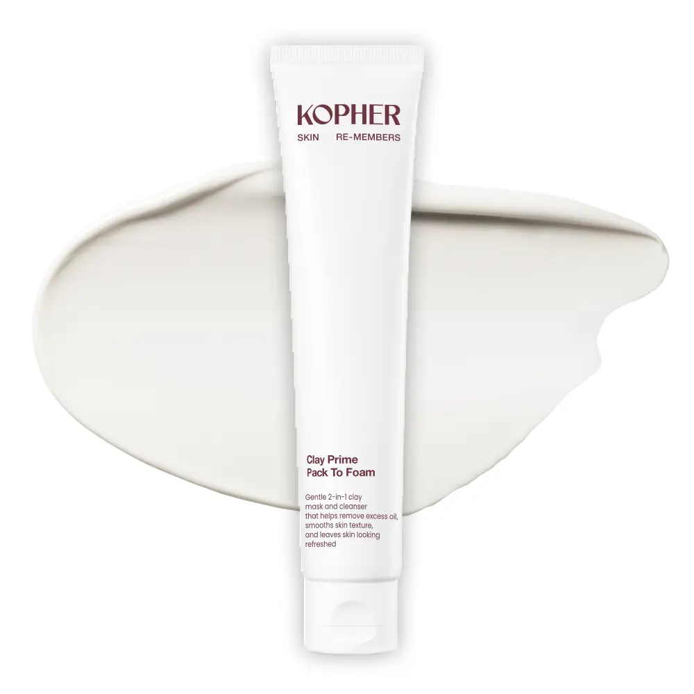 [KOPHER Official] Clay Prime Pack to Foam Facial Cleanser l Hydrating & Purifying Cleanser for Sensitive Skin, Makeup Remover, pH Balanced, Korean Skincare 2.7 fl.oz.