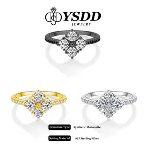 【#443 New Arrival】1.2CT Clover Ring vvs Synthetic Moissanite Rings in 925 Sterling Silver