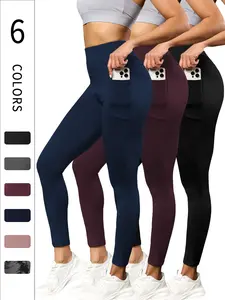 3 Pack Super Soft Leggings with Pockets for Women, High Waisted Tummy Control, Workout Yoga Running Pants, Womens Clothing