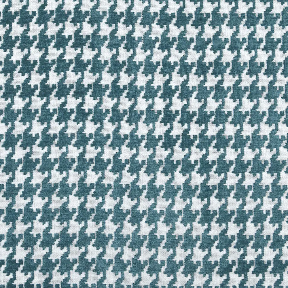 Pacific Blue Houndstooth Polyester Fabric by the Yard | 54 Inch