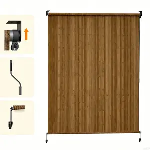 HOMEDEMO Outdoor Roller Shades for Patio,  Roll up Shade for Outside，UV Protection&Privacy,Versatile Outdoor Use,Sun Roller Shade Cloth Roll Blinds Cordless Waterproof for Porch Gazebo Pergola Balcony Backyard
