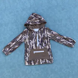Camouflage boy hunting season long sleeve pocket zip hoodie top