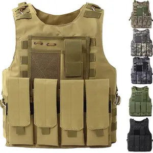 Tactical vest camouflage vest multi-functional anti-stab vest steel wire quick-release amphibious military fan tactical vest field back multi-functional outdoor vest Lightweight