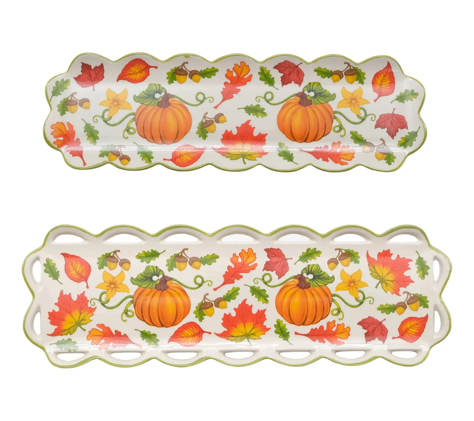Temp-tations Harvest Set of 2 Scalloped Nesting Trays Temp-tations Harvest Set of 2 Scalloped Nesting Trays