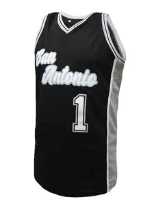 Men's #1 Black Embroidered Basketball Jersey, Loose Fit Sleeveless V-Neck Sports Tank Top, Suitable For Basketball, Sports, Running, Casual Street Style, Unisex, Sporty Jersey