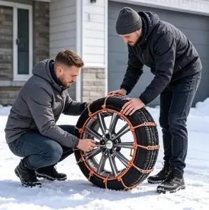 Easy Install Tire Anti-Slip Chains, Portable Emergency Snow Traction Bands Car with