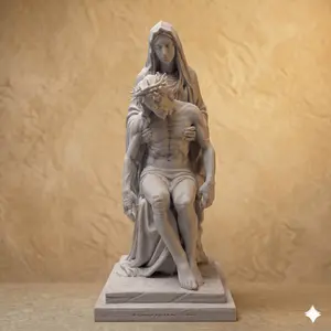 Jesus Held by Mary Marble-Textured Statue