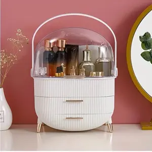 Makeup/Skincare Display Case with Clear Lid and Two Drawers for Organizing Beauty Products