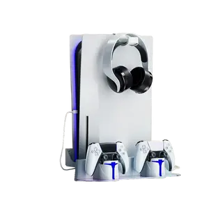 Hosanwell PS5 Universal Wall Mount Kit with Charging Station, Compatible with PS5 pro and PS5 Slim Disc, PS5 Digital Edition, PS5 Normal version, Dual Purpose Charging Station with Multi-Mode RGB Light, White,  HOT Seller