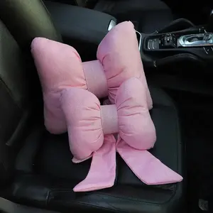 2pcs Car Headrest Neck Cushion, Bowknot Pillows Car Seat Neck Rest Pillow, Comfortable Car Accessories for Women