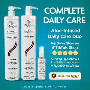 Kit I Belli Capelli Ravenna Daily Care with Aloe Vera – Shampoo + Conditioner (2x1L/2x33.8 fl.oz) + Repair Oil Haircare Gentle (1x60ml/1x2.0 floz)