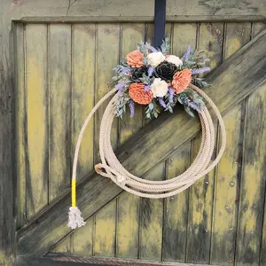 Rope Wreath Wood Flower Hanger