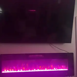 R.W.FLAME Electric Fireplace Inserts, in-Wall Recessed & Wall Mounted 750/1500W Heater, Touch Screen, Remote Control with Timer, Adjustable Flame Color and Speed, 30"~68", Black